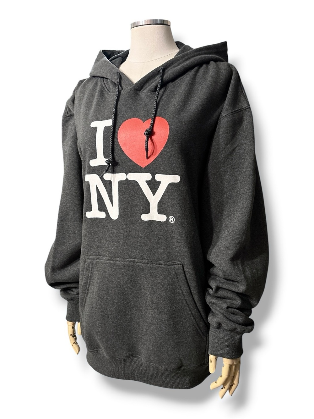 I ❤️ NY Grey Oversized Hoodie I ❤️ [Heart] NY Graphic Size Large